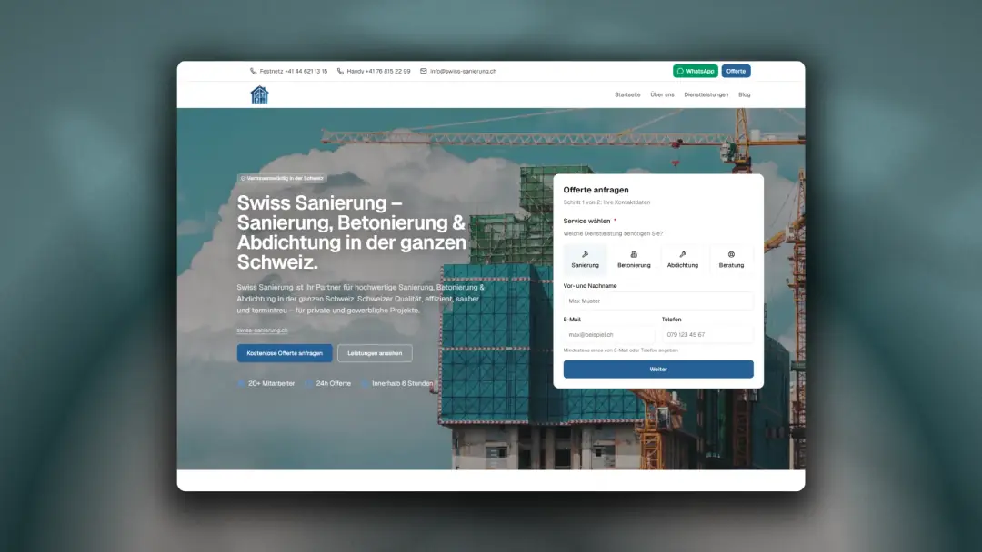 Swiss Sanierung website project