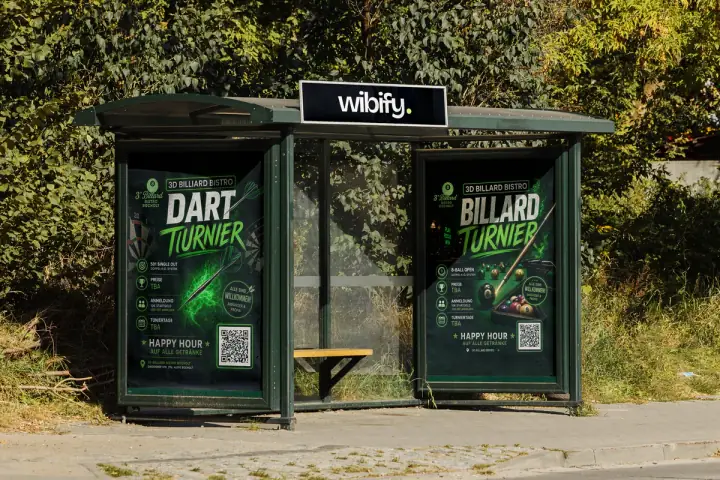 Plakat-Kampagne für Dart- und Billard-Turniere des 3D Billard Bistro Bocholt